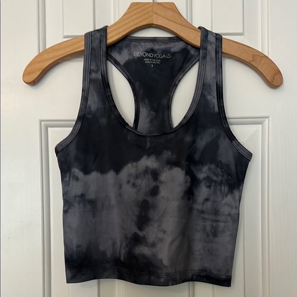 Beyond Yoga Blue and Gray Tie-Dye Tank Top